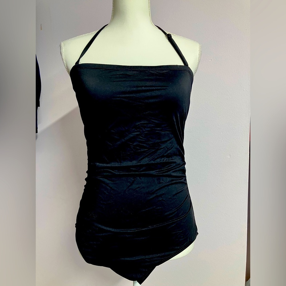 Holipick Women’s One Piece Strapless Swim Suit, Black, XL